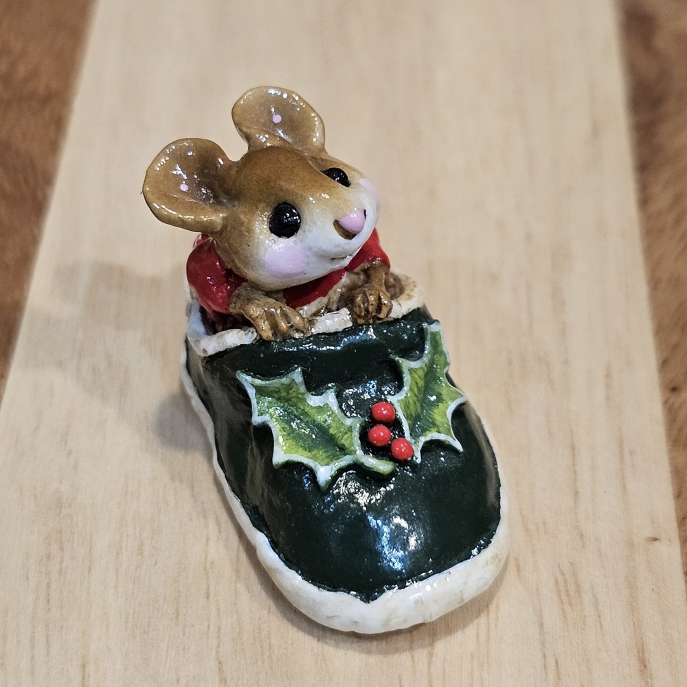 Wee Forest Folk M-166 Chris-Mouse Slipper Retired Signed AP, No WFF Box 1990 - Picture 9 of 10